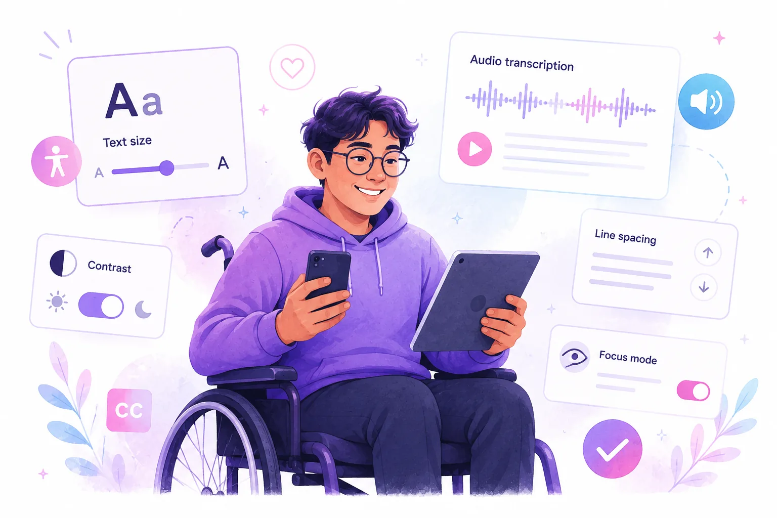 Person using assistive technology to access digital content